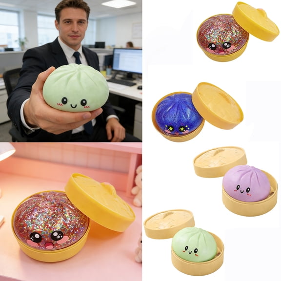 Slow Rise Silicone Stress Ball for Adults, Decompression Bun Fidget Toy for Anxiety, Hand Pinching Squeeze Toy for Office Relaxation