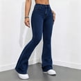 thumbnail image 4 of BODOAO Flare Jeans for Women High Waisted Denim Pants with Fitted Hip and Thigh Wide Flared Leg Classic Five Pocket Bell Bottom Silhouette Casual Everyday Jeans Dark Blue S, 4 of 7