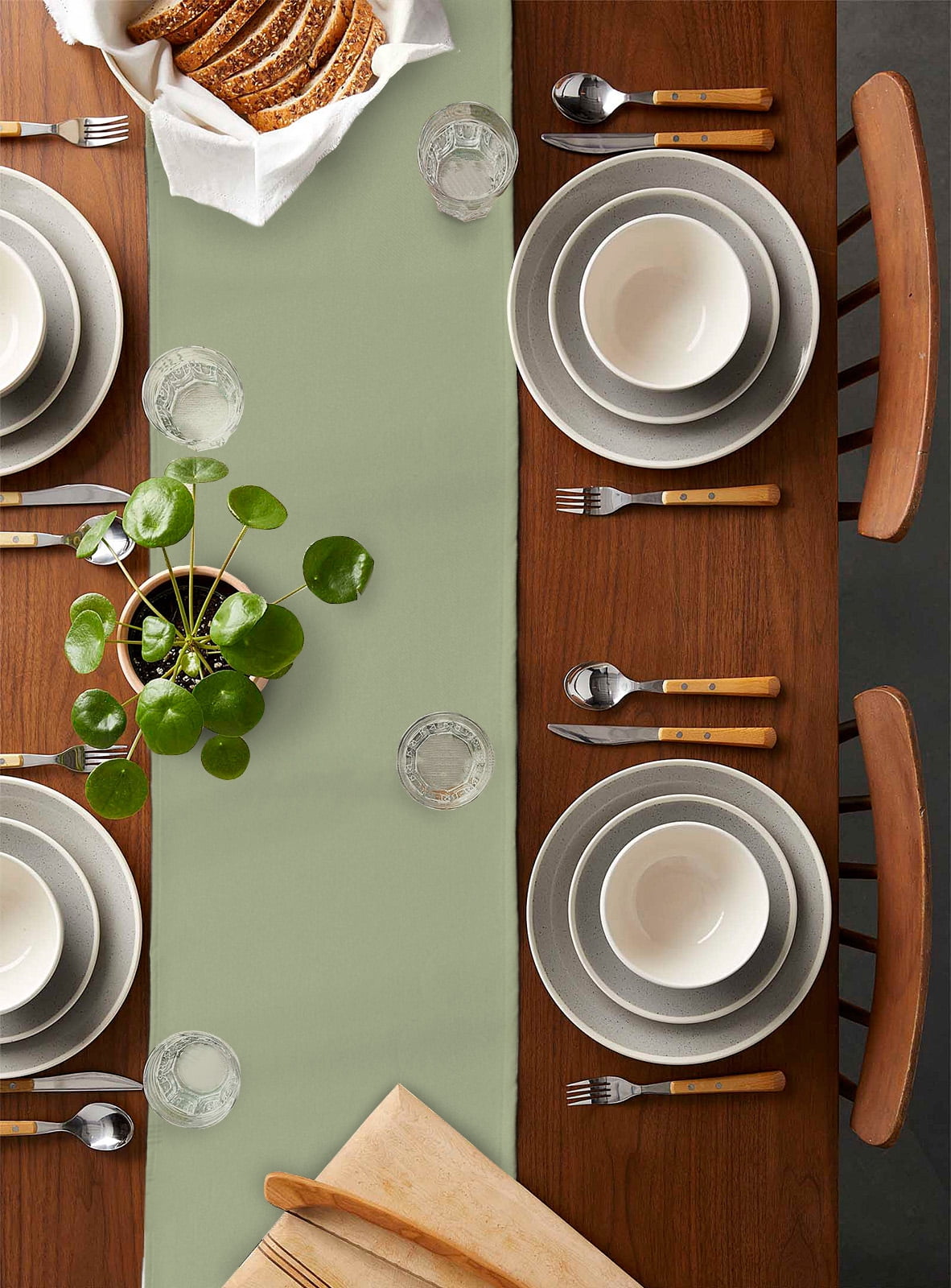 Table Runner Dresser Scarf 13 x 36 Inch Soild Color Sage Green Table Runners Non-Slip Heat Kitchen Dining Table Decor for Kitchen Farmhouse Indoor Outdoor Home Party