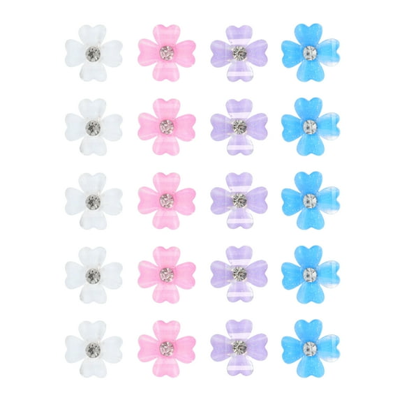 Unique Bargains 20pcs Small Flower Hair Clips Mini Flower Hair Clips for Girls Rhinestone Hairpin Pink White Blue Purple