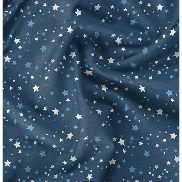 Soimoi Blue Georgette Viscose Fabric Stars Star Decor Fabric Printed Yard 42 Inch Wide