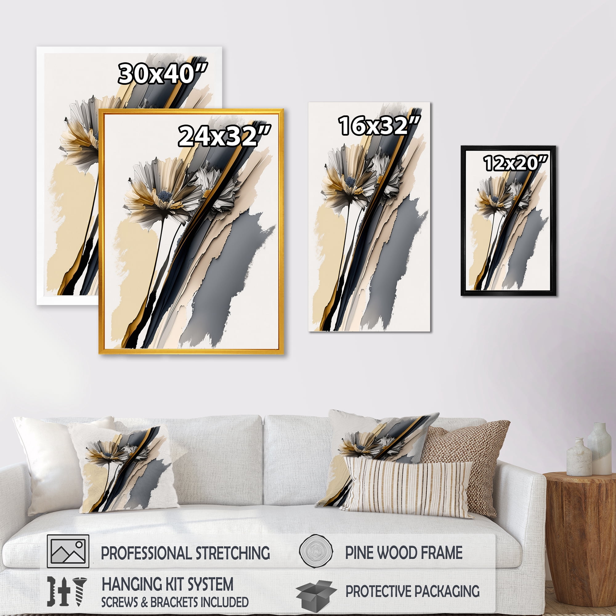 Designart Multicolor Gerbera Hyperrealistic Flowers I Canvas Wall Art