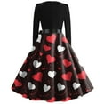 thumbnail image 3 of Fgvctg Valentine's Day Date Night Dresses for Women Dinner Vintage Cocktail Dress 1950s Love Heart Graphic Crewneck Dress Elegant Elegant Long Sleeve Clothing Soft Outfits Red M, 3 of 3