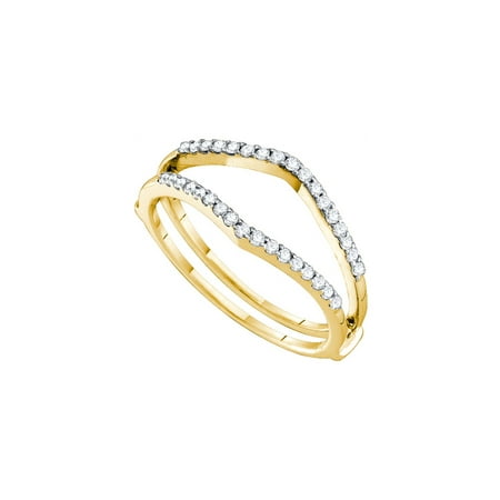 14kt Yellow Gold Womens Round Diamond Ring Guard Wrap Enhancer Wedding Band 1/4 Cttw