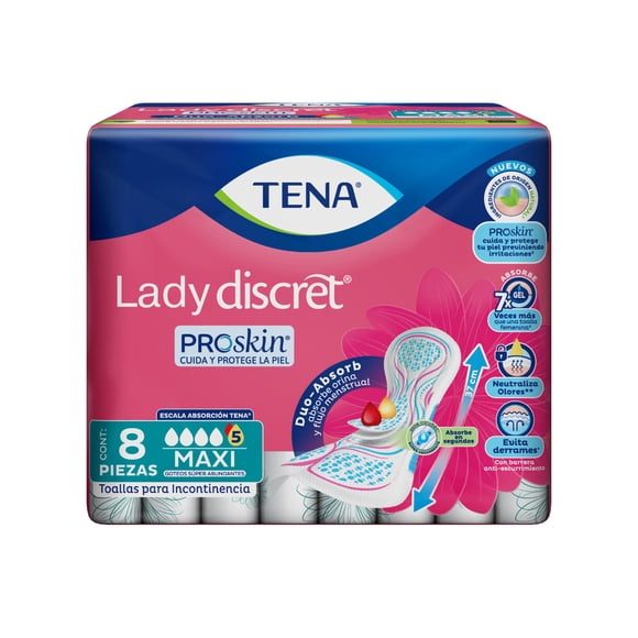 Toalla para Incontinencia Tena Lady Discret Maxi 8 pzas