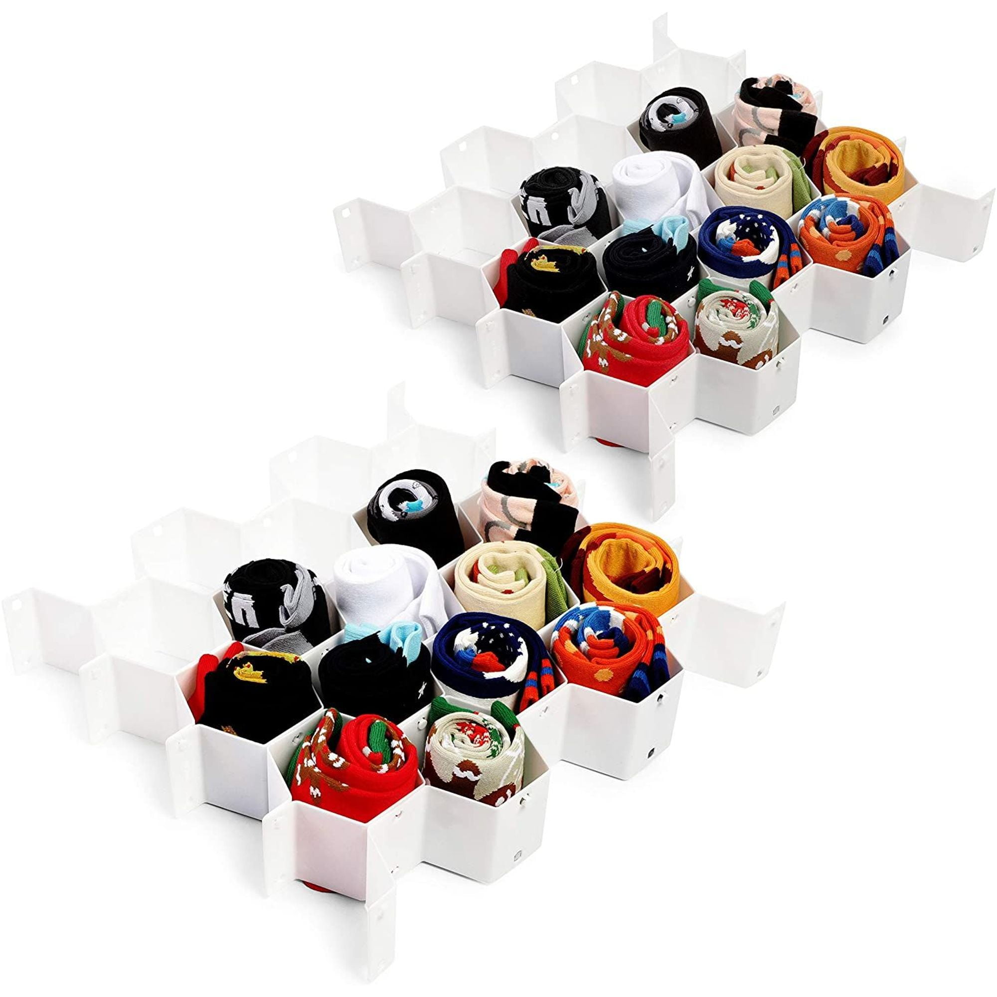 2 Pack Plastic Closet Sock Drawer Divider Storage