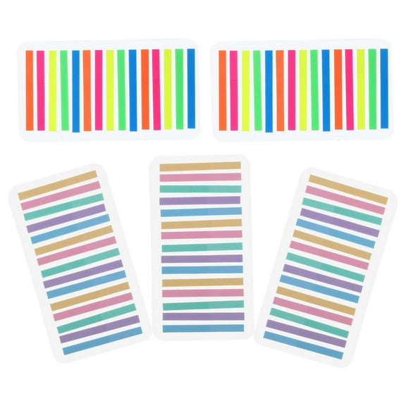 WHAMVOX 5pcs Sticky Notepads Transparent Fine Index Tabs Fluorescent Highlight Strips Thin Text Marker Tabs Clear Notepads For Annotating Books Page