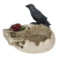thumbnail image 5 of Gothic Raven Crow Perching On Rose Skull Cigarette Ashtray Jewelry Dish Figurine, 5 of 7