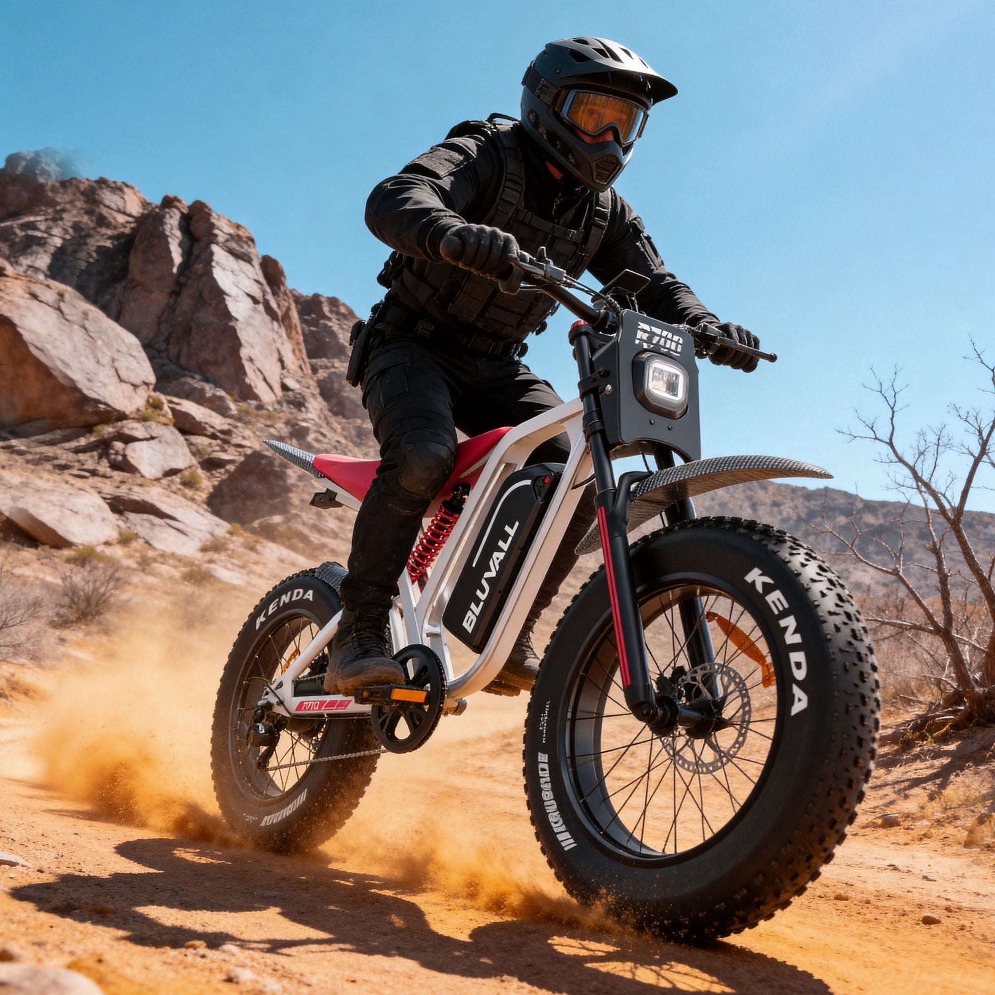 Bluvall Electric Dirt Bike for Adults, 1800W Motor 35MPH, 52V/25AH Battery, 20"x4" Fat Tire Ebike, E Mountain Bicycle, Up to 60+Miles UL2849