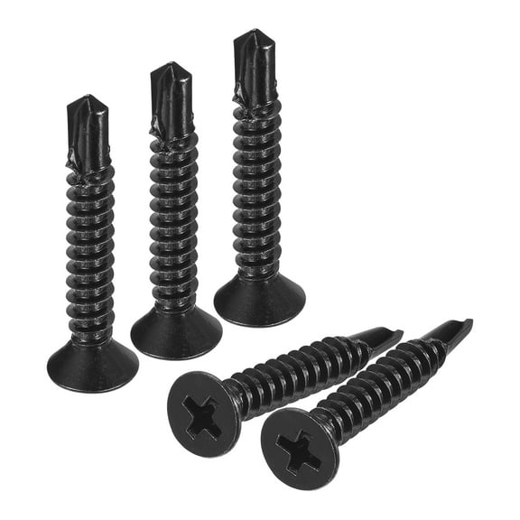 Uxcell #10 x 1-1/4" Sheet Metal Screws, 120pcs 410 Stainless Steel Flat Head Screws