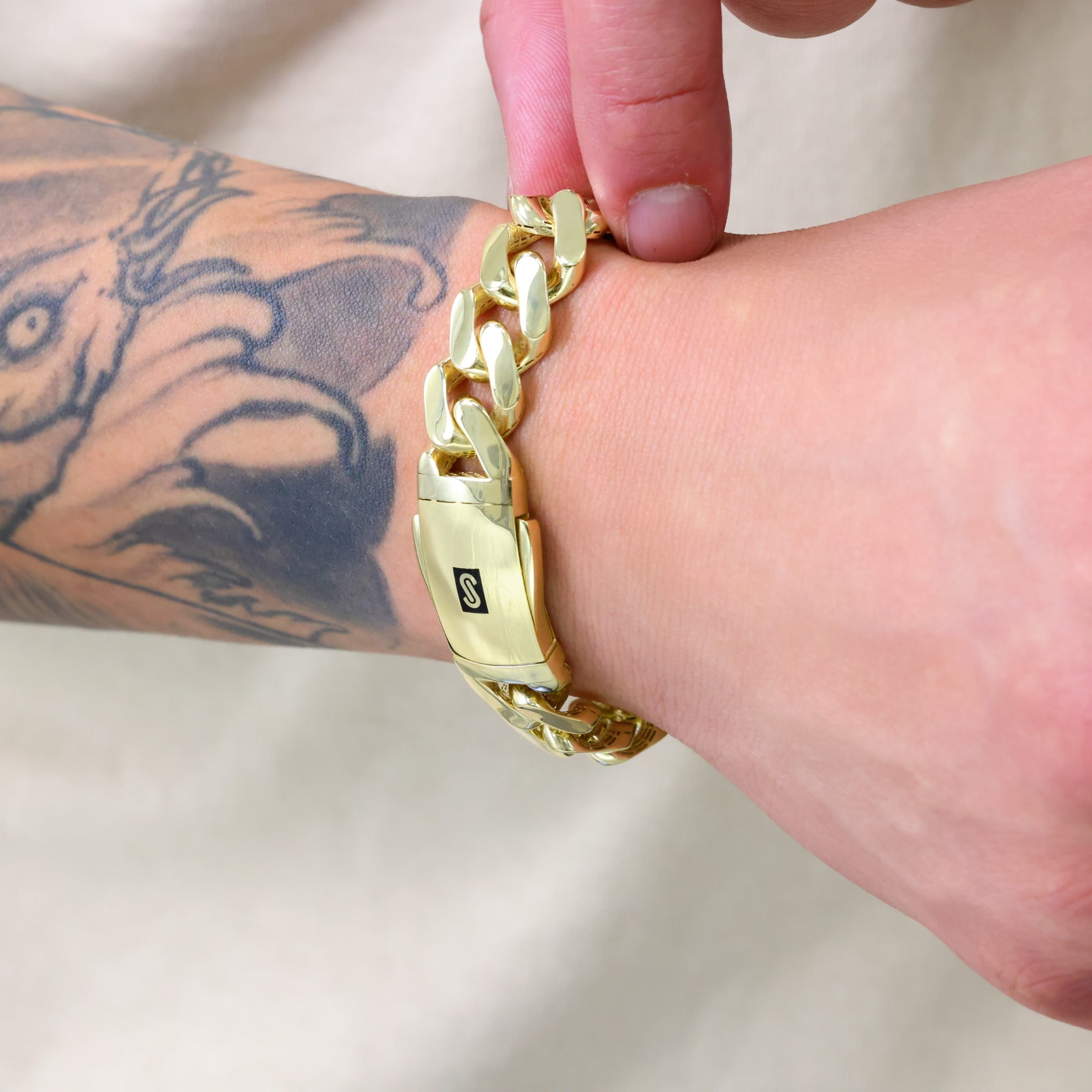 Nuragold 14k Real Yellow Gold Royal Monaco Miami Cuban Link Bracelet 7"-9" (5mm-17mm) Italian Jewelry for Men & Women