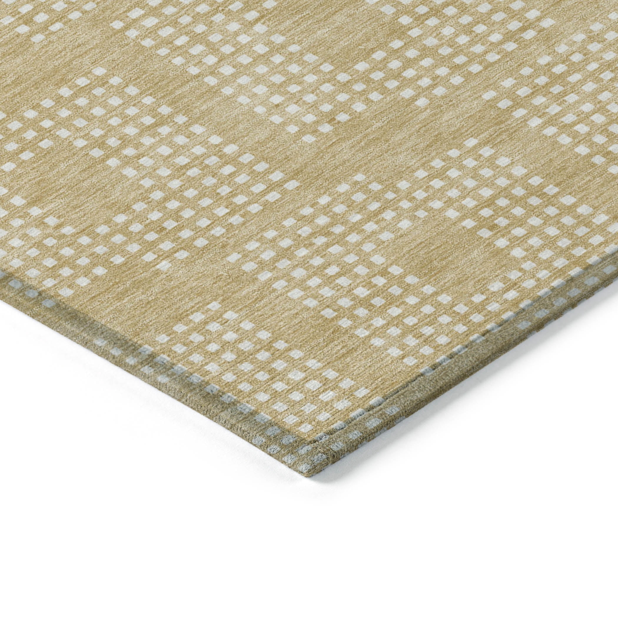 Addison Rugs Chantille Indoor/Outdoor Transitional Squares Gold Washable Rectangle Rug, 10' x 14'