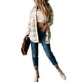 thumbnail image 3 of Aunavey Women Casual Plaid Shirt Coat Top Button Down Long Sleeve Jacket Shackets Outwear, 3 of 5