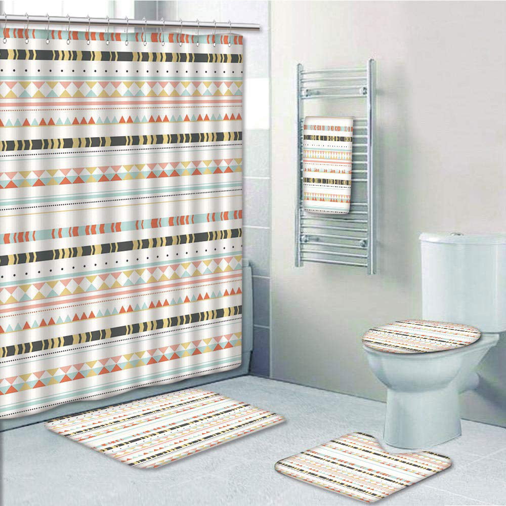 Colorful Gamepad Shower Curtain Set with Non-Slip Rug Toilet Lid