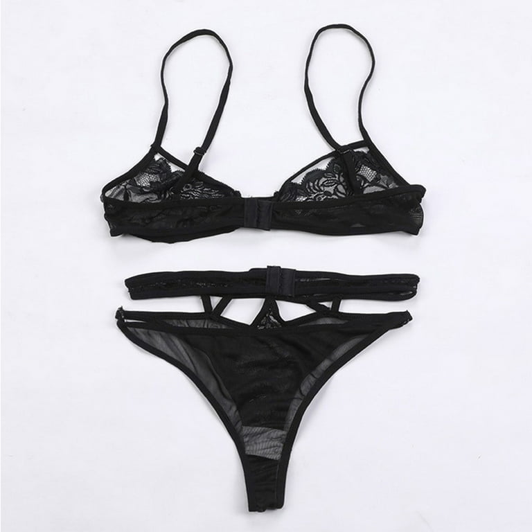 Women's Lingerie Three-Point Underwear Bikini Black Underwear Hollow Out Set  Nightgowns for Women 