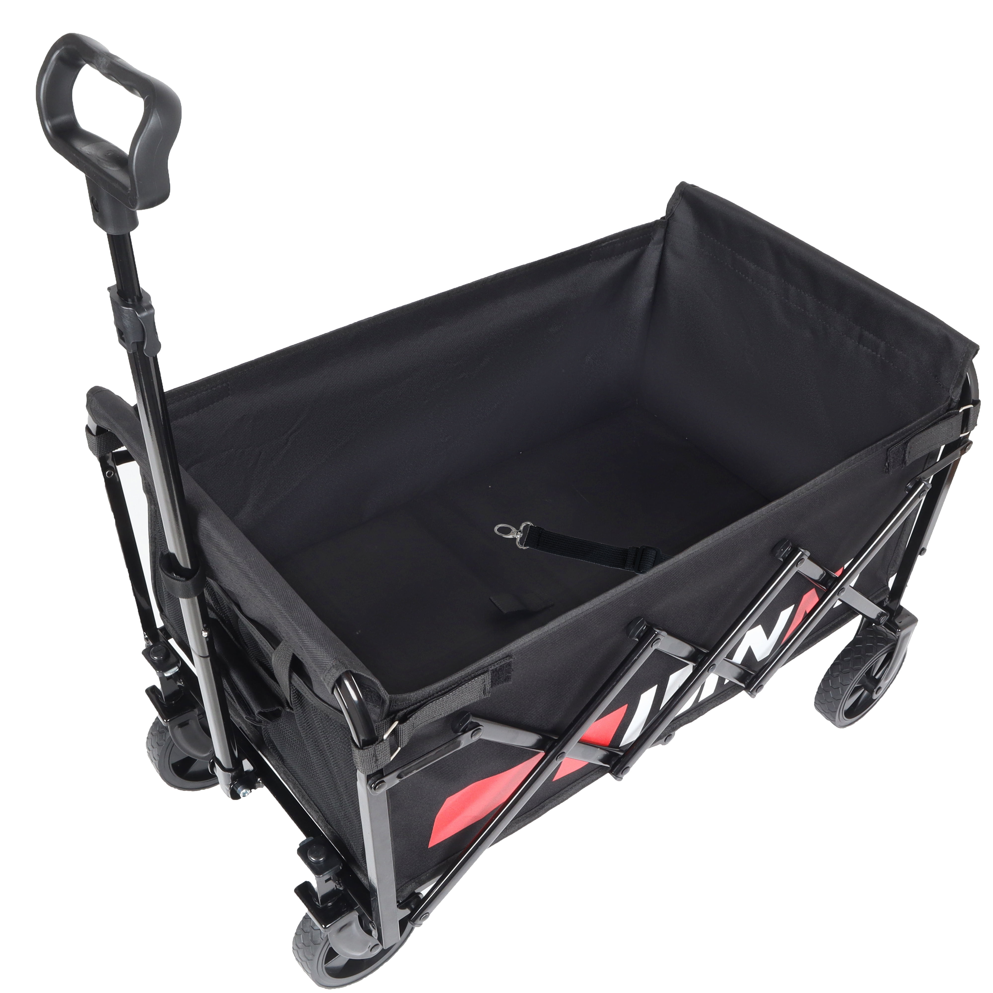 Collapsible Folding Utility Wagon with Wheels, 360lbs Weight Capacity Lightweight Foldable Cart with Cup Holders for Camping Garden Sports Shopping