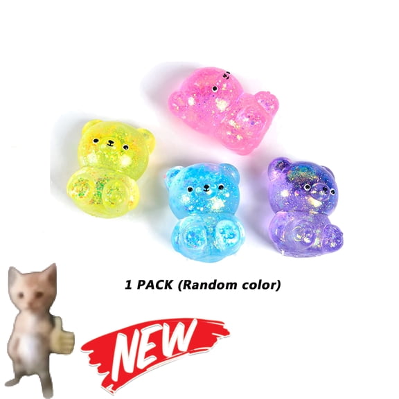 Tarmeek Cute Bear Squishies Toys, 1 Pack Rubber Fidget Squeeze Toys, Ultra-Soft Decompression Sensory Stress Relief Toys, Christmas Gifts for 3 4 5 Year Old Kids,Xmas Stocking Stuffers(Random color)