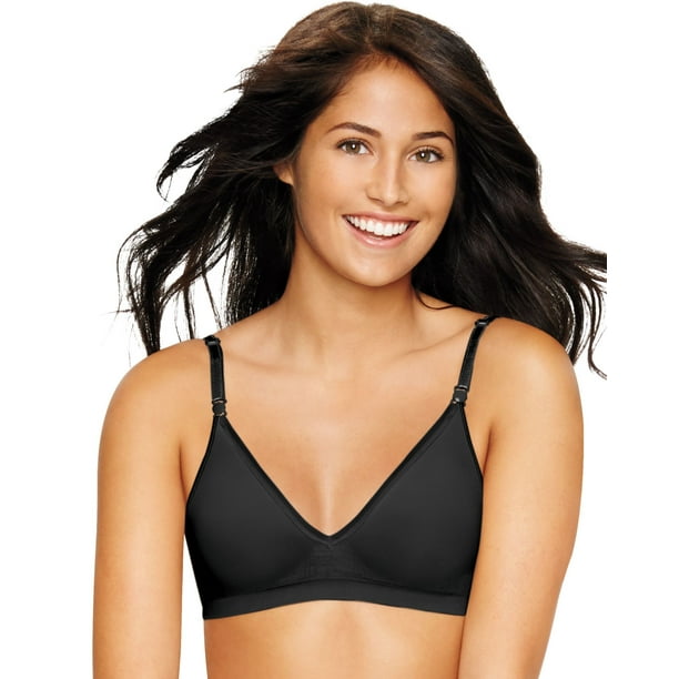 Hanes Ultimate Ultra Light Comfort With Support Strap Wirefree Bra - Black