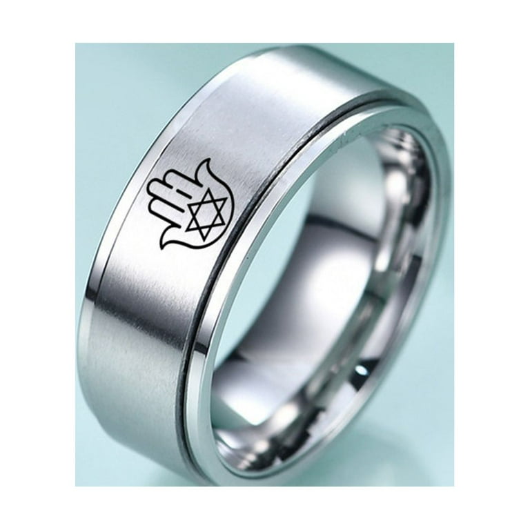 Star of David with Hamsa Spinner Ring from Israel, Jewish Magen