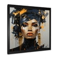 thumbnail image 2 of Designart "Expressive Tribes African Woman in Black and Gold V" Fashion Framed Wall Art Decor - Glam Black Woman Entryway Framed Wall Art, 2 of 6