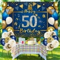 thumbnail image 3 of 50th Birthday Decoration, MMTX Blue Gold 50th Birthday Decoration Man Woman Happy Birthday Banner Triangle Banner Gold Confetti Balloon, 50th Birthday Party Decoration, 3 of 7
