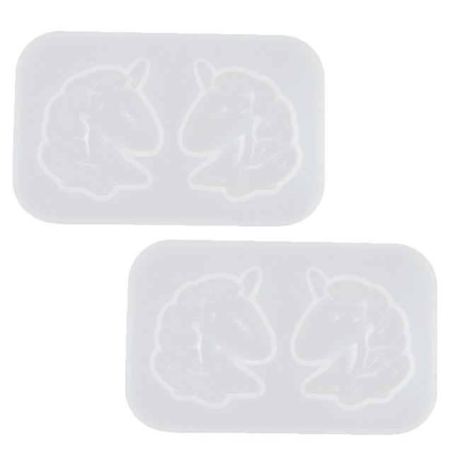 2PCS Hand-made Mirror Unicorn Pendant Mold DIY Silicone Mold DIY Decoration Mold for Home Studio Use (White)