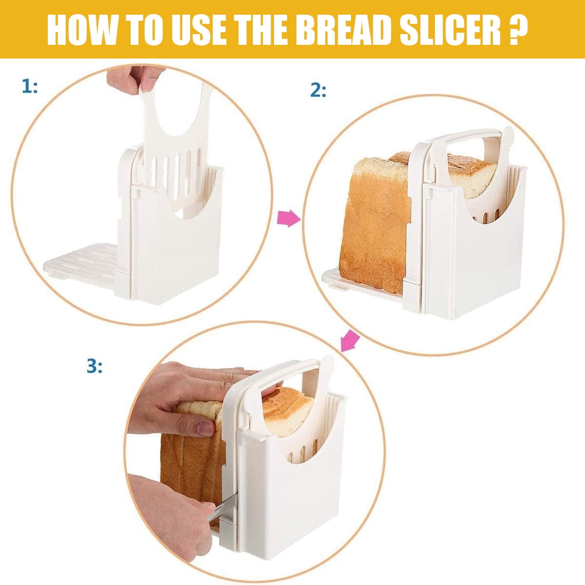  OUKEYI - Adjustable Bread/Roast/Toast Slicer - Foldable - 5  Thicknesses Available : Home & Kitchen