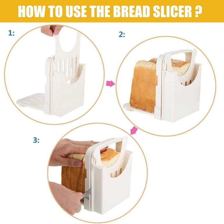 Toorise Bread Slicer Foldable Toast Slicer Tool Adjustable Toast Loaf Slicing Machine Plastic Bread Cutting Guide Tools for Homemade Bread Kitchen