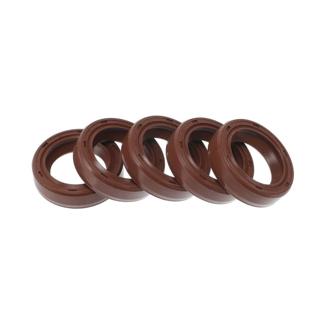 Sello de Aceite Universal TC Doble Labio con Resorte de Acero 20x28x7mm Alta Presión Caucho FKM Marrón 5 Pcs