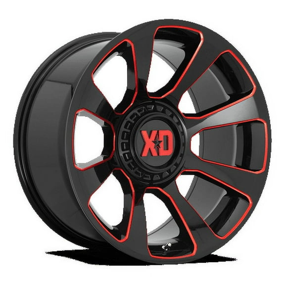 XD Aluminum Rim XD854 REACTOR 20X10in Gloss Black Milled with Red Tint Finish, XD85421035918N