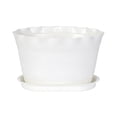 thumbnail image 2 of 1Pack 7.4 Inch Ruffled Small Plant Pots with Drainage Holes and Saucers, White Plastic Scalloped Flower Pots Stackable Nursery Planters for Indoor Outdoor Succulents Herbs Houseplants, 2 of 7
