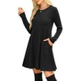 thumbnail image 4 of purcolt Long Sleeve Sweater Dress for Women Crew Neck Empire Waist Baby Doll Knee Length Dresses Casual Tunic Fall Dresses, 4 of 9