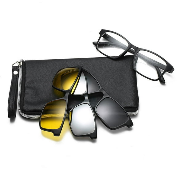 Black Square BIFOCAL Reading Glasses 2.00 3 Pcs Clip-on Magnetic Sunglasses Lenses Polarized Night Vision Sunglasses Readers 2.00 for Women and Men