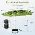 thumbnail image 6 of Alpha Joy 15ft Extra Large Outdoor Patio Double-Sided Umbrella with Solar Lights & Umbrella Base, Lime, 6 of 6