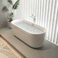 thumbnail image 3 of Seetaras 59" Freestanding Bathtub,Acrylic Soaking Bathtub with Pleated Design and Gloss White Finish, Contemporary Oval-Shaped Bathtub with Chrome Overflow and Pop-Up Drain for Bathroom, 3 of 9
