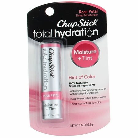 ChapStick Total Hydration Tinted Lip Balm, Rose Petal, 0.12 oz (Pack of 4)