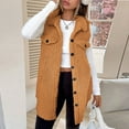 thumbnail image 6 of WRKEKC Winter Vests for Women Casual Lapel Button Fleece Vest Loose Faux Shearling Outerwear Coat for Women Fall Winter Layering, 6 of 7