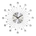 thumbnail image 1 of Benjara BM216453 Round Metal Frame Wall Clock with Sunburst Design, Silver, 1 of 1