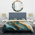 thumbnail image 3 of Designart "Blue and Gold Abstract Foliage III" Floral & Botanical Bedding Covert Set - Leaves Blue Floral Bed Set With 1 Sham, 3 of 6
