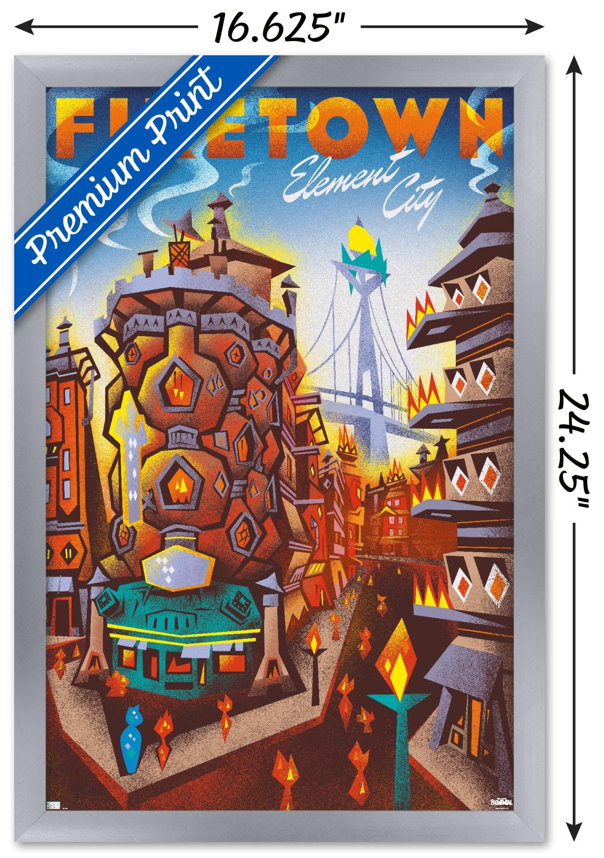 Disney Pixar Elemental - Firetown Wall Poster with Magnetic Frame, 22.375  x 34 