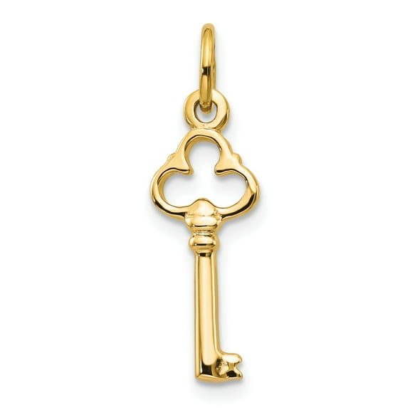 10K Yellow Gold Skeleton Key Charm Polished Jewelry