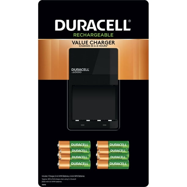 Duracell Battery Charger with Rechargeable AA (6 Pack) and AAA (4 Pack