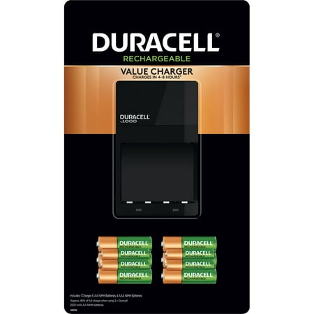 Duracell Battery Charger with Rechargeable AA (6 Pack) and AAA (4