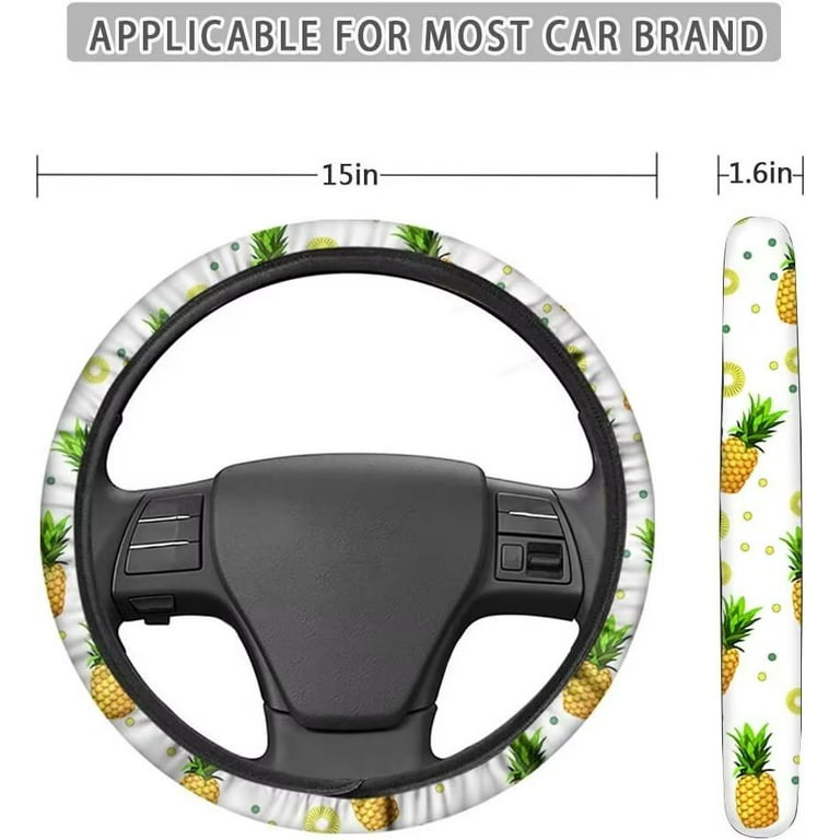 Xizopucy Yellow Steering Wheel Cover Microfiber Leather Sporty Car  Accessories for Men and Women,Breathable Non-Slip Universal Fit 14 1/2-15
