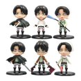 thumbnail image 1 of 6 Pcs/Ensemble Figurines Anime Attack on Titan Eren Jaeger Mikasa Ackerman Levi Rivaille Levi Ackerman PVC Modèle de Figurines d'Action, 1 of 5