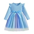 thumbnail image 2 of XXWXYD Toddler Girls Long Sleeve Tulle Ruffl𝖾 Dresses for Fall Winter, Fashion Casual Baby Dresses with Warm Ru𝖿fles, Perfect for Everyday and Special, 2 of 9