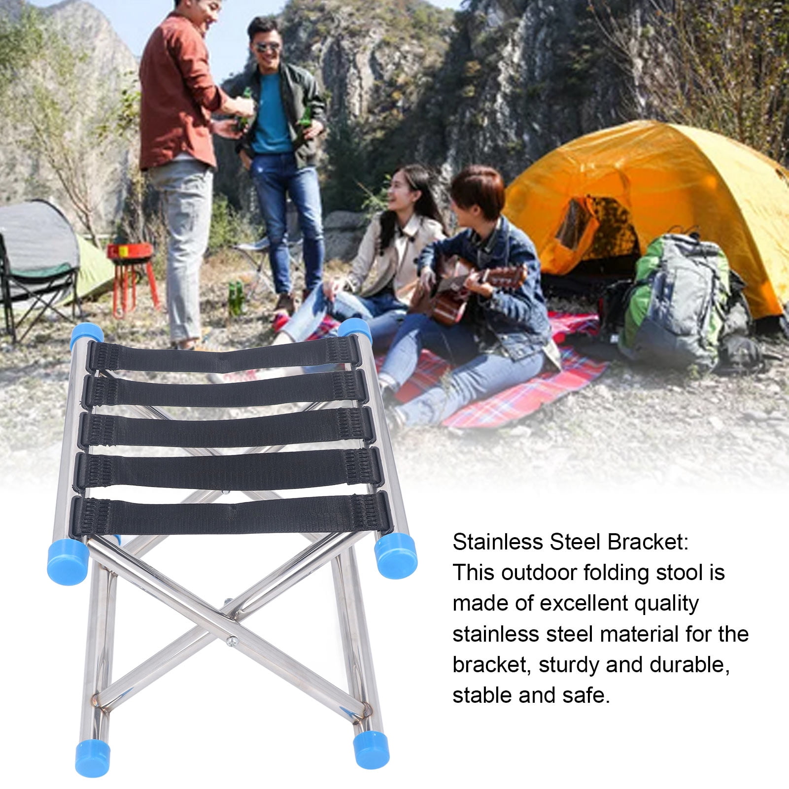 1 Tabouret Pliant Portable Avec Capacité De Charge 180 Kg, Réglable En