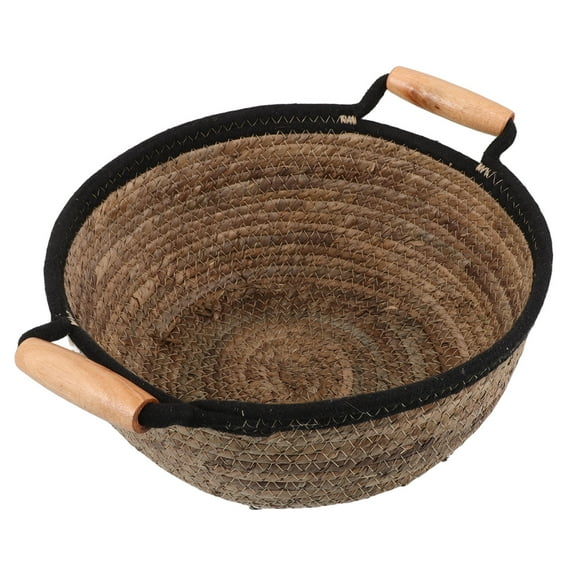 Hemoton Brown Woven Basket with Handles for Storage Use Made of Straw Large Size