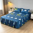 thumbnail image 4 of Linnome Ruffled Bed Skirt with Pillowcases 3 Piece Set Elastic Bed Sheet Bed Cover for Bedroom Decor Machine Washable, 4 of 9