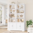 thumbnail image 1 of Homfa 73'' Tall Bookcase, 6-Tier 8 Cubes Display Bookshelf, 4 Doors Double Row Bookcase for Living Room Home Office, White, 1 of 7
